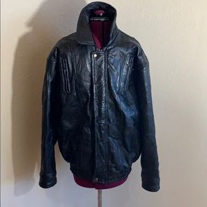 Men’s Black Leather Jacket Size Large